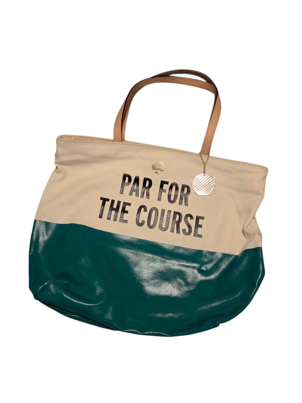 Kate Spade Beige and Green 'Par For The Course' Tote Bag